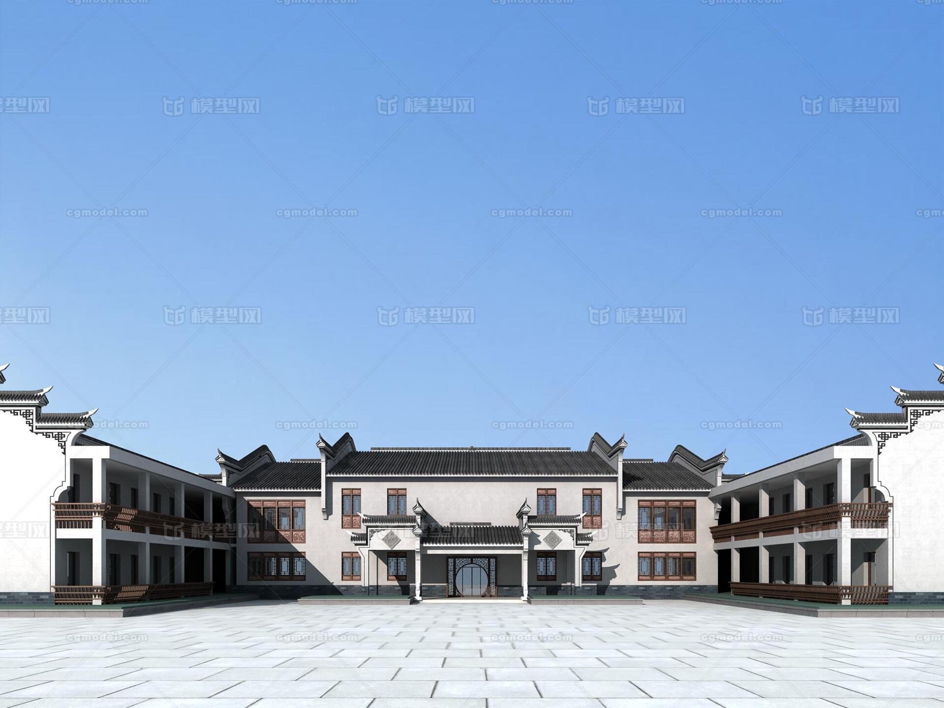 古建 别墅 新中式 垂花门 实模瓦顶 坡屋顶 古建办公