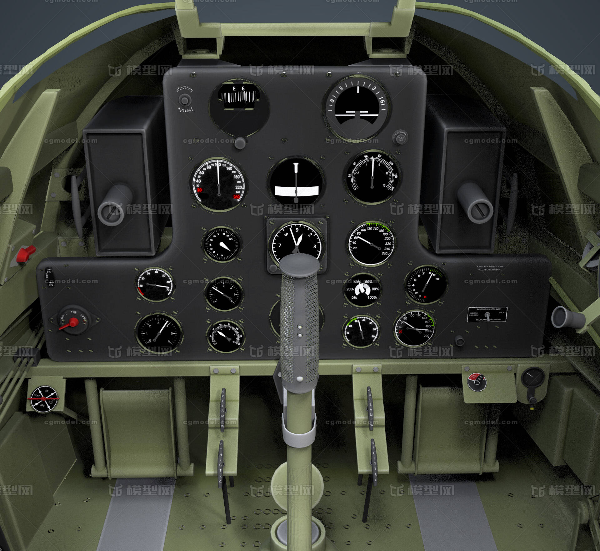 二战飞机 p40战斗机 飞虎队 飞机内饰 机舱 驾驶室 仪表盘