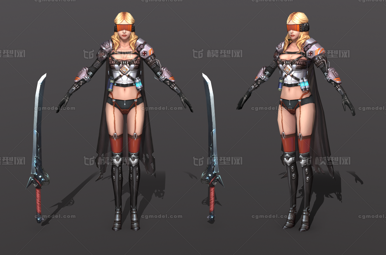 写实科幻机甲女兵 机甲兵 机甲女战士 双刀战士