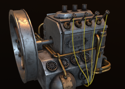 pbr 蒸汽机 发动机 动力装置_政作品_机械/器械工业设备_cg模型网