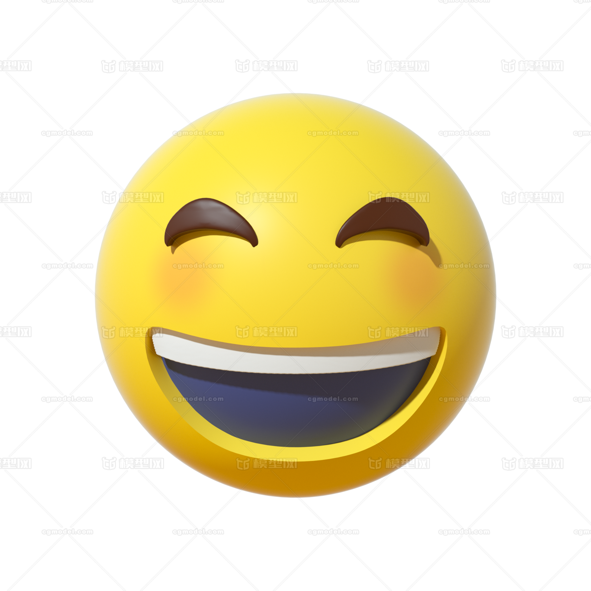 3d卡通emoji表情黄色图标大笑 面部表情 3d表情3d小黄人表情01