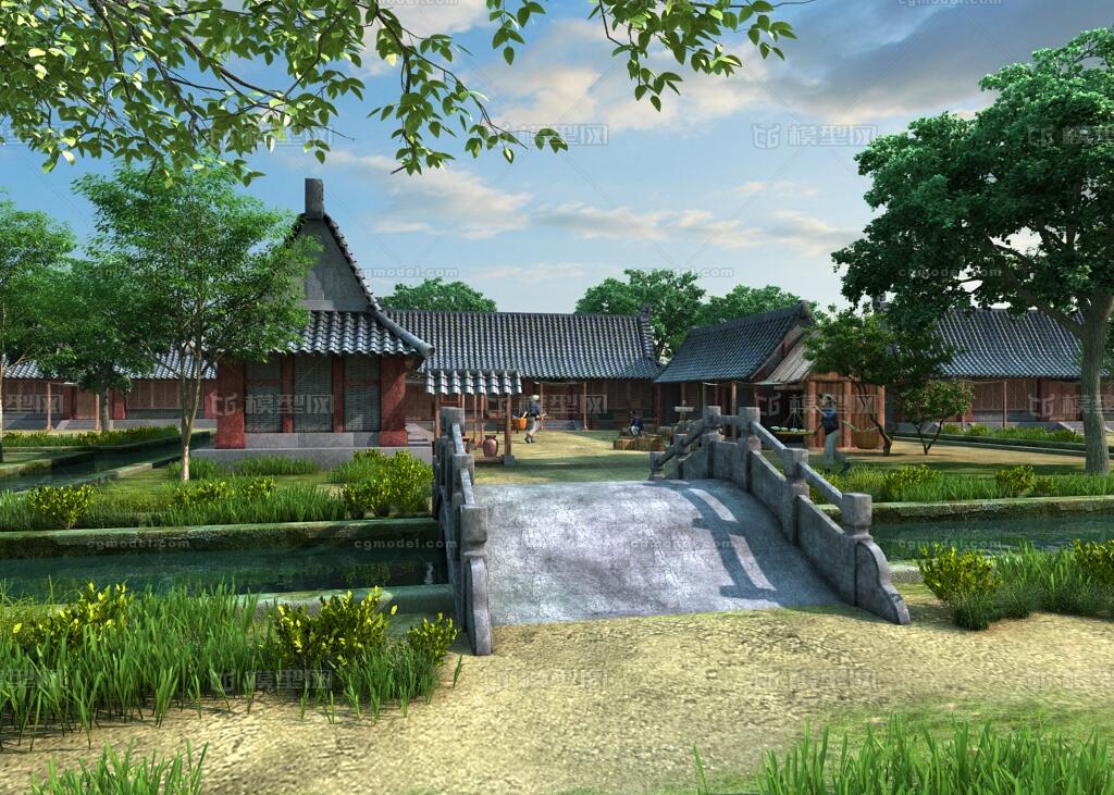 写实古代房屋建筑动画场景 古代房屋 古代建筑 古代人物 古人 古代