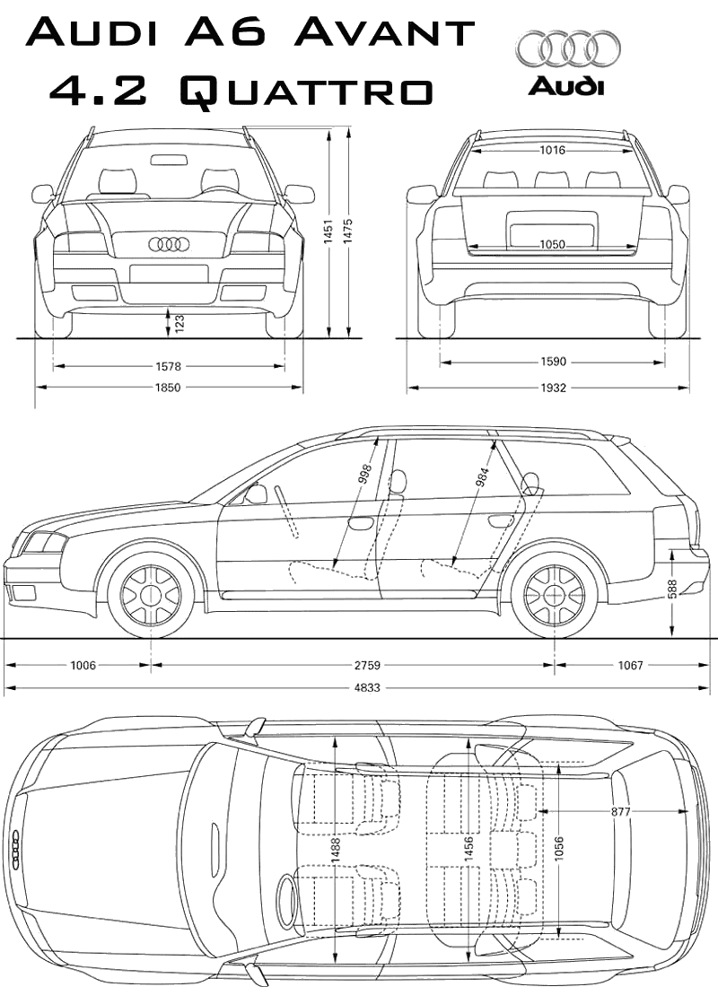 车模线稿三视图模型 
