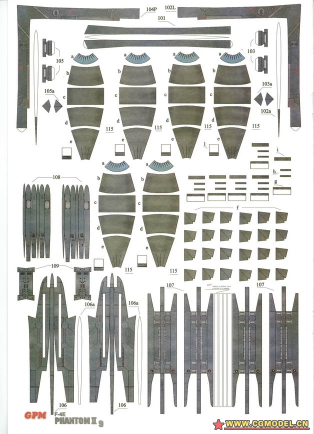 [纸仙儿 纸模型]飞机图纸下载——f-4e phantom_教程/经验 - cg模型网