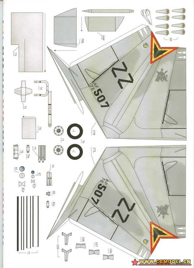 [纸仙儿 纸模型]飞机图纸下载-f-15c eagle
