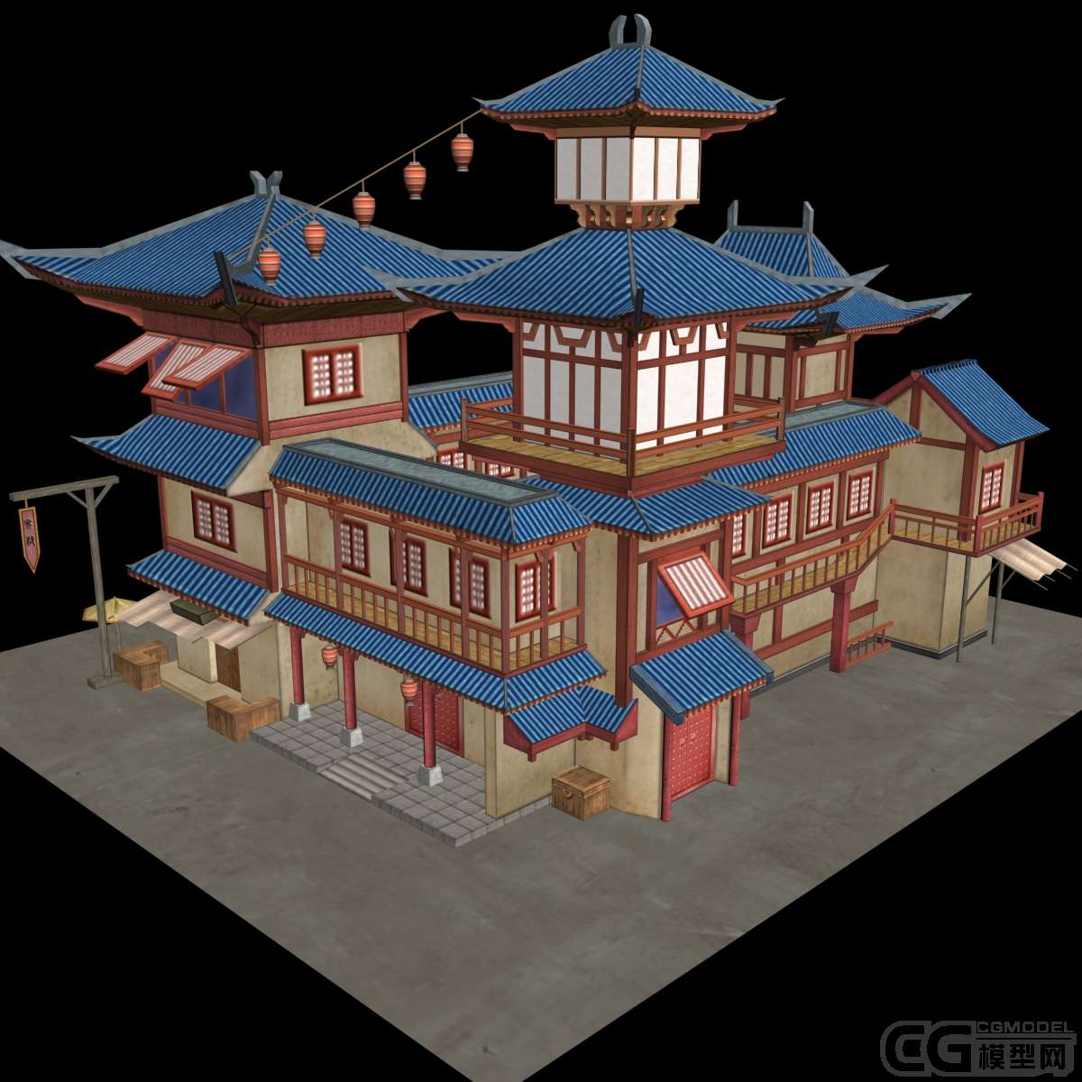 也发一个哦 一家古代客栈建筑模型下载模型-古代场景模型库-模型下载-cg模型网
