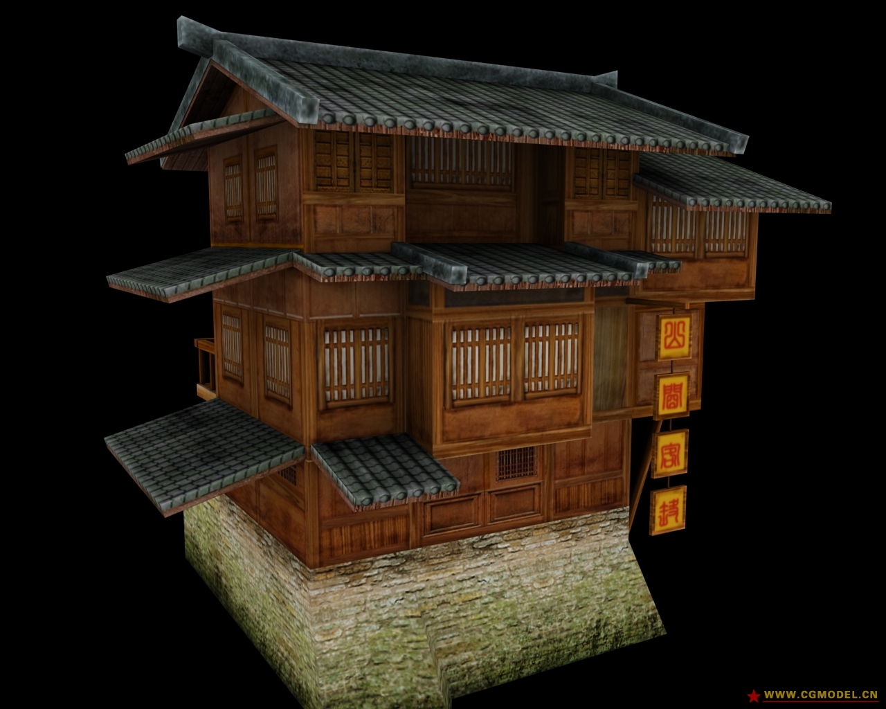 山间客栈_jjjjbf作品_场景古代场景_cg模型网