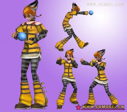 女孩Magic 带放魔法动作模型-女人模型库-3ds Max(.max)模型下载-cg模型网