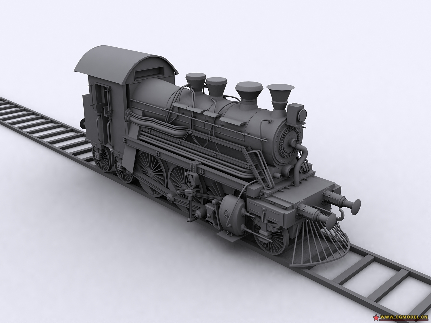 火车白模_hjl520zll19作品_车辆人力车_cg模型网