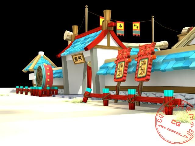 水浒q传游戏小场景(衙门)-古代场景-场景-anshanxiaomi-cg模型网