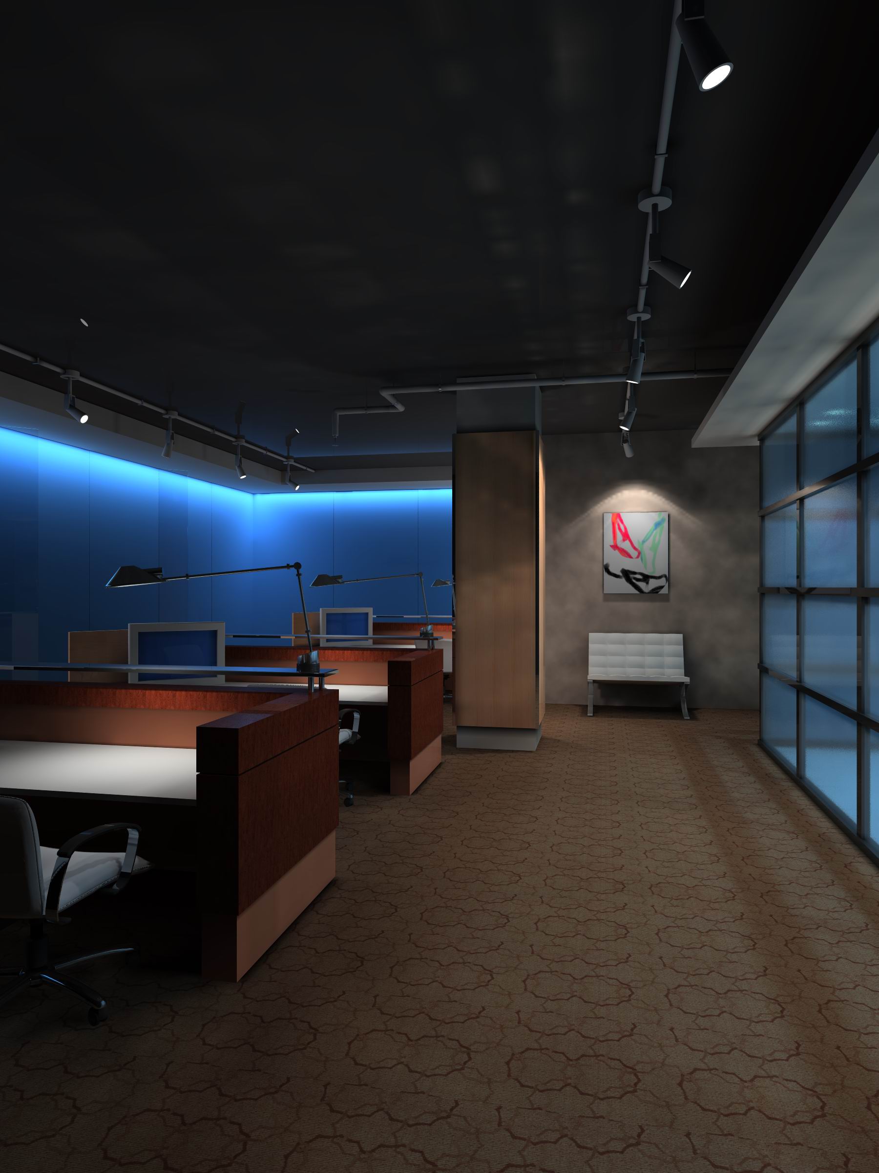 一个办公室模型带贴图ls渲染