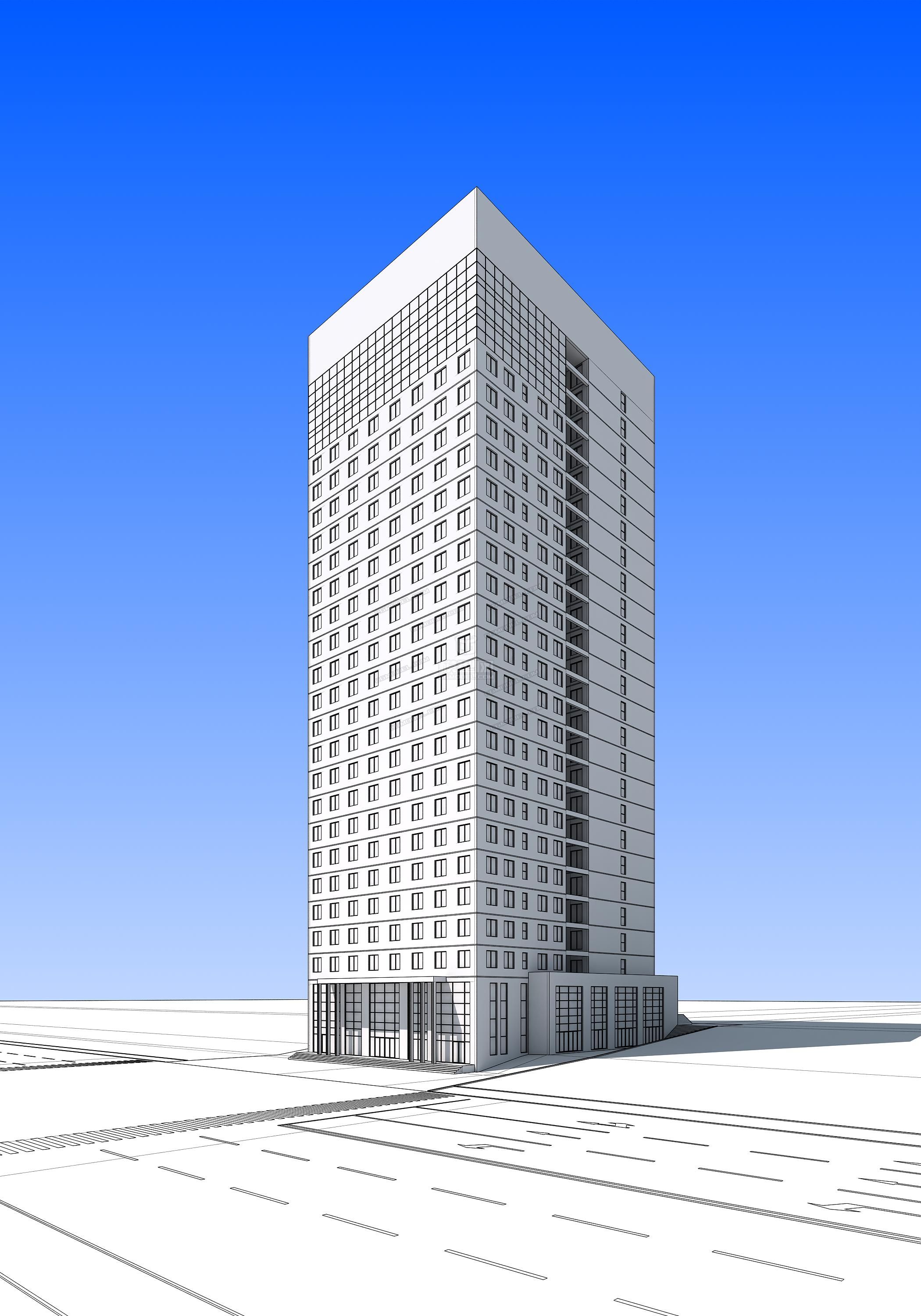 商业办公楼_初来咋到作品_场景自然场景_cg模型网