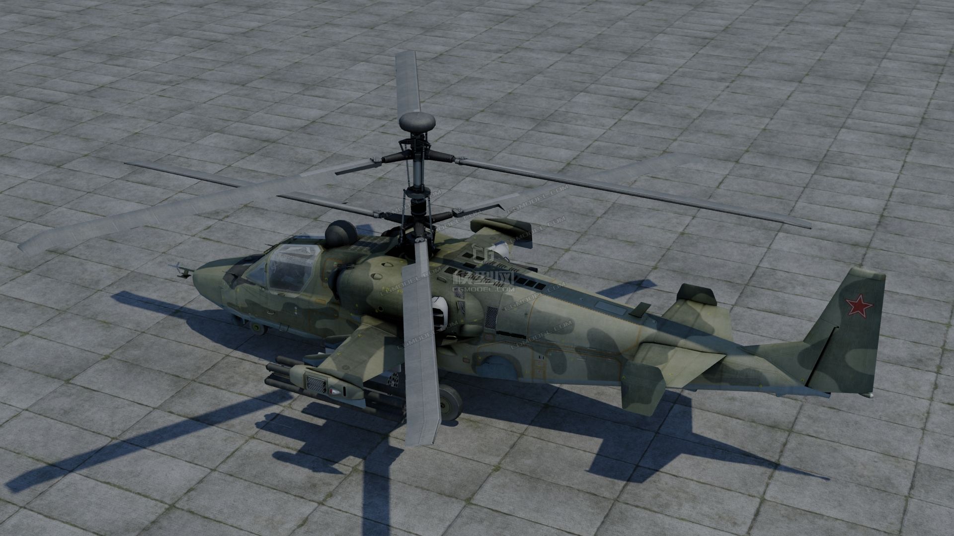 ka-52 寫實飛機_bruceyangcg作品_飛機/航空器軍用飛機_cg模型網