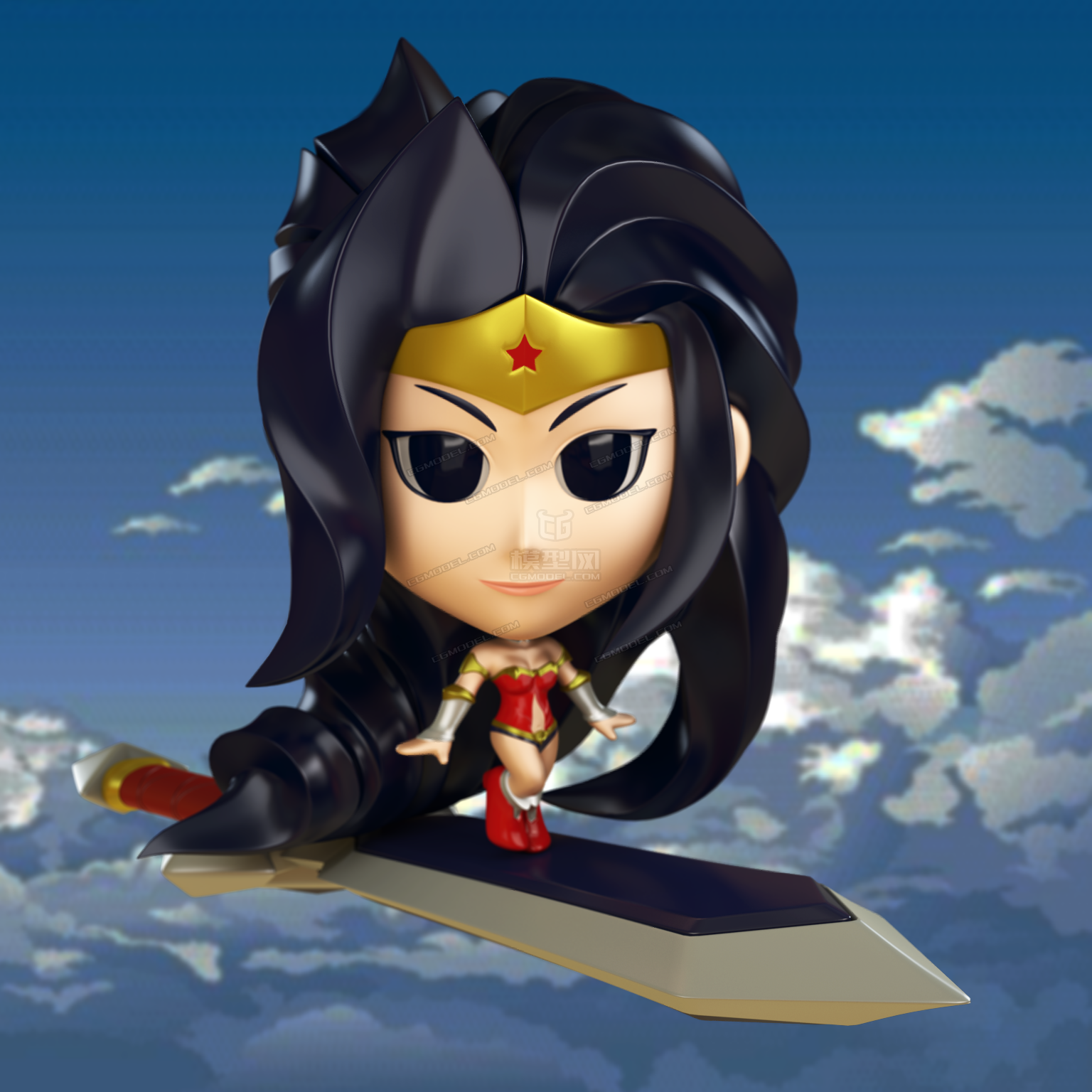 神奇女侠御剑飞行手办模型下载