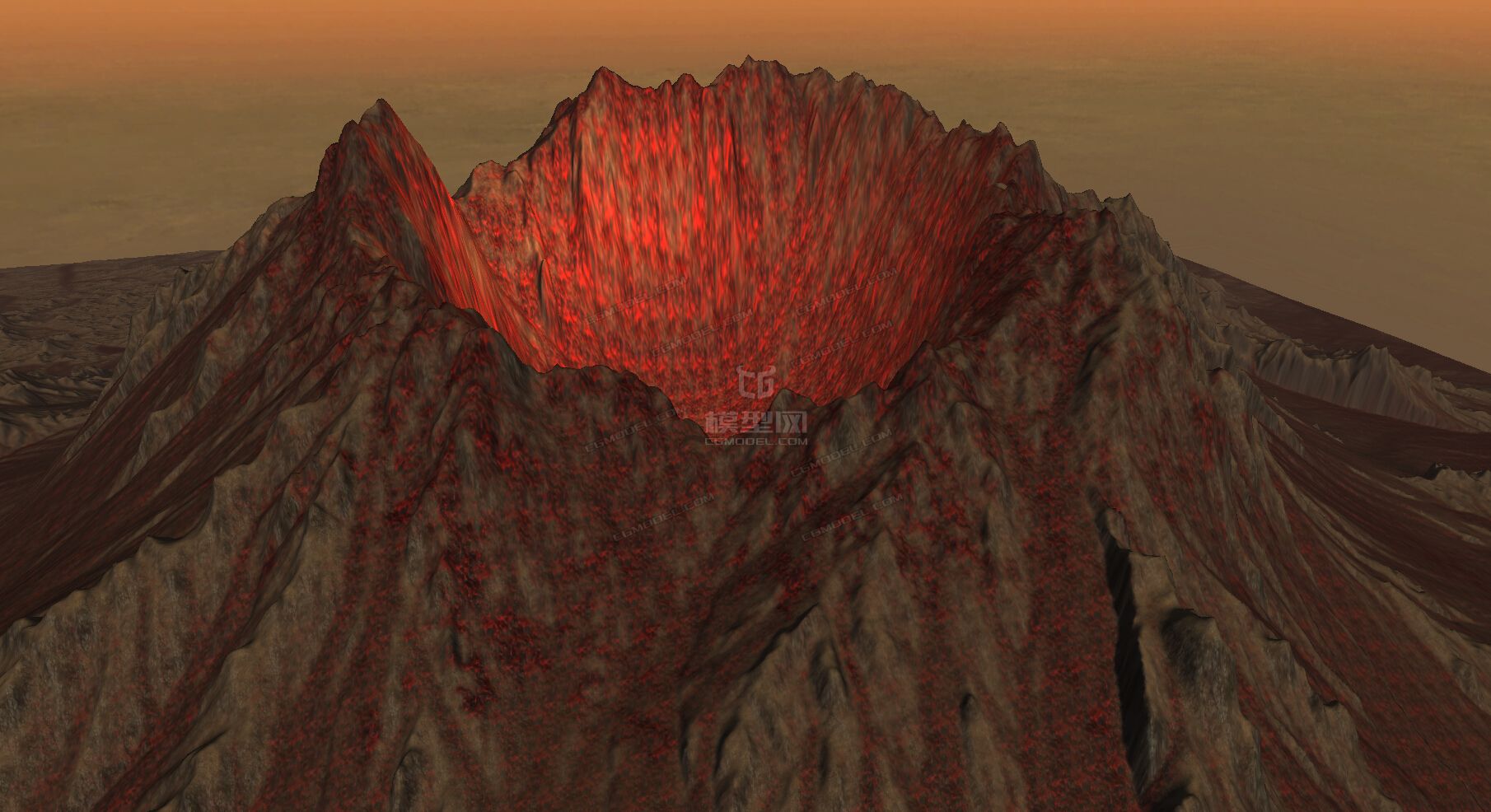 写实火山 火山口 火山地形