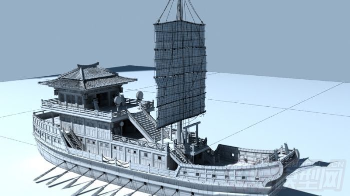 古代三国时期 战船01 **_歪的吗 作品_车辆人力车_cg模型网