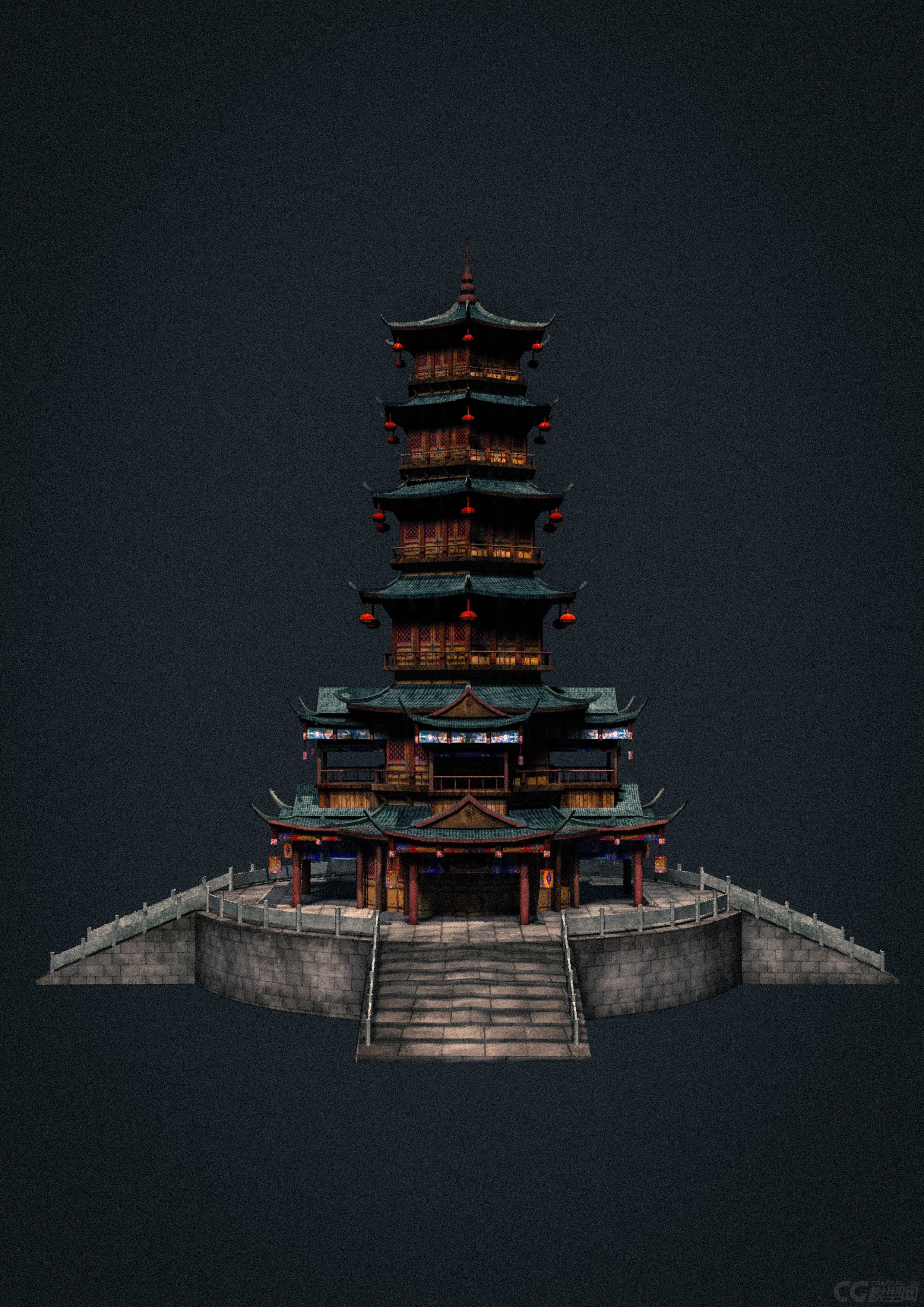 原创-塔 塔模型 古代塔_mayacjq作品_场景自然场景_cg模型网