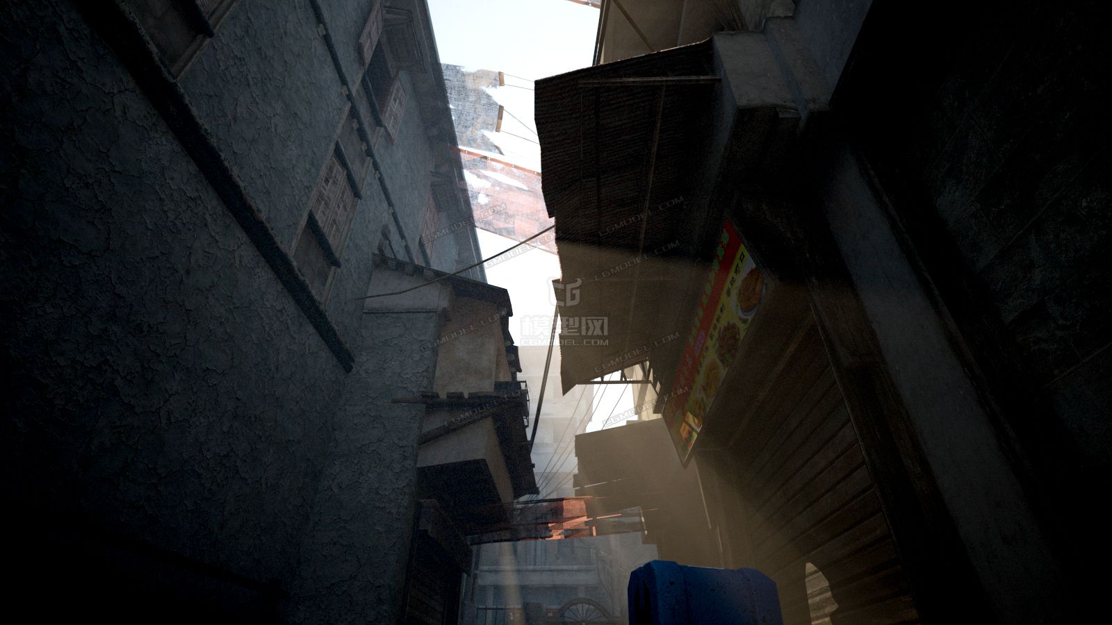 3dsmax场景模型中国小巷转角遇到