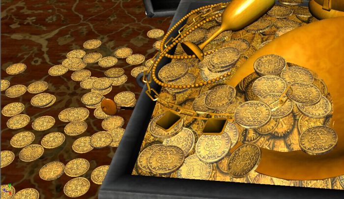 高精度4种百宝箱和各种财宝 ,黄金, 宝藏 ,宝库,珠宝,金币,金库,金银