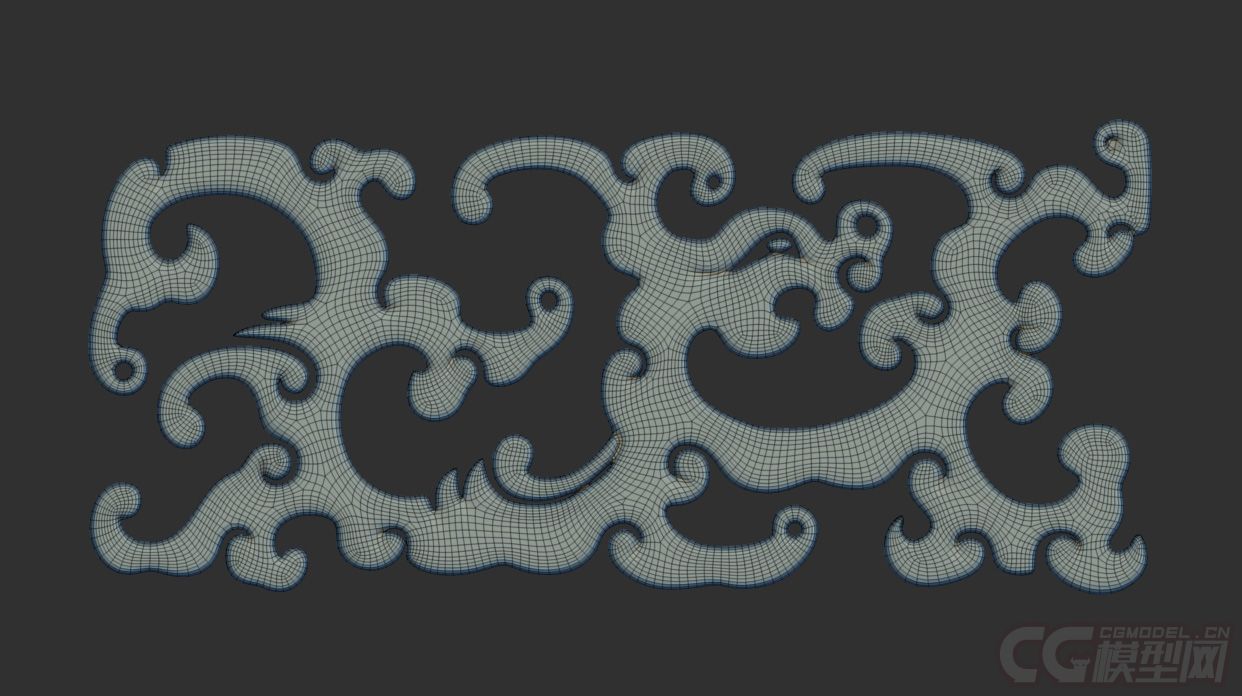 吉祥古代纹样卷草龙纹_choho_maya作品_雕塑/文物文物器皿_cg模型网