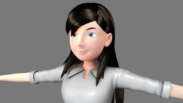 长发女职员(maya obj贴图齐全支持_zzymj作品_人物孩子-女_cg模型网