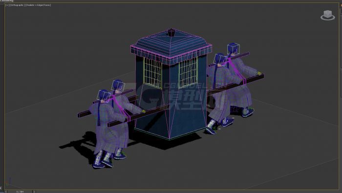 清朝角色之奴才抬轿子行走带绑定动作