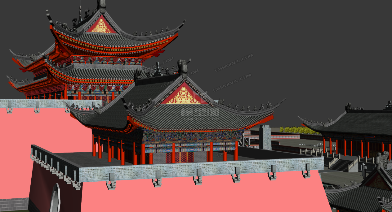 古建 城楼模型-自然场景模型库-3ds Max(.max)模型下载-cg模型网