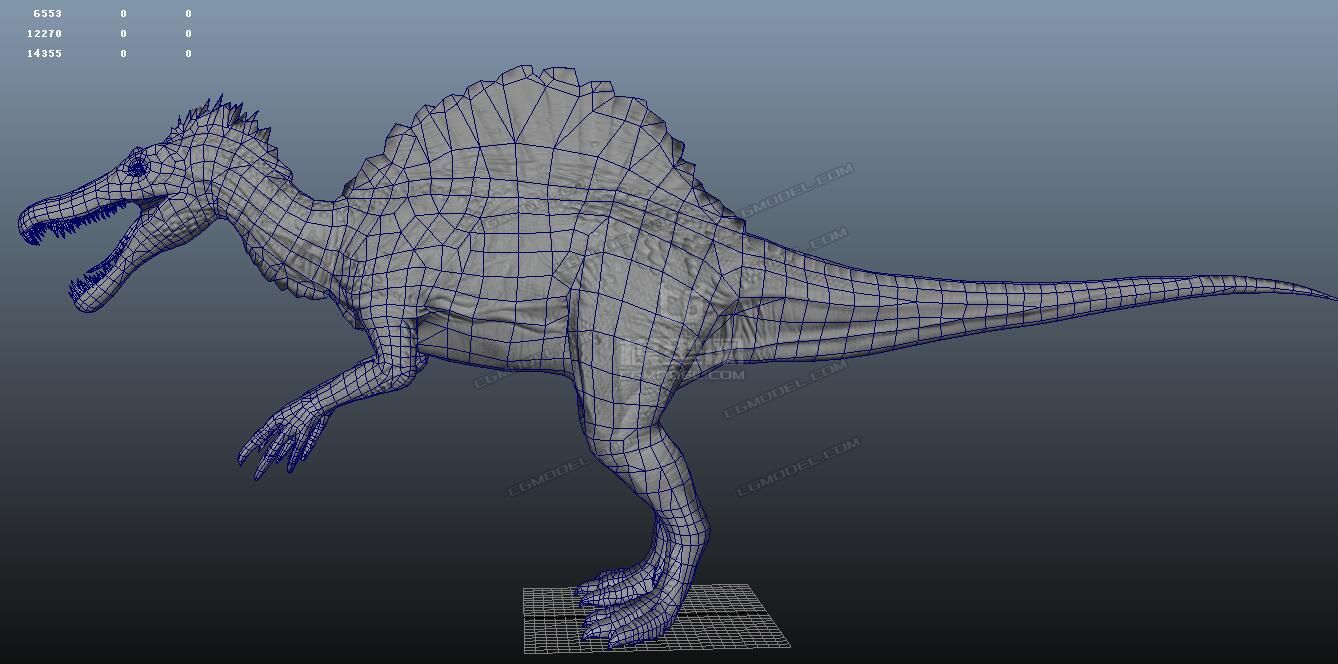 影视级别写实棘背龙恐龙法线精细
