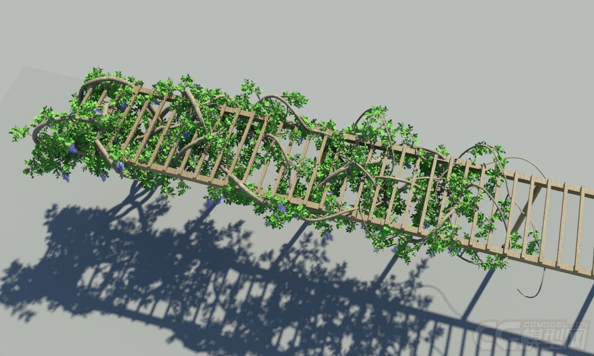 原创写实紫藤花架带贴图