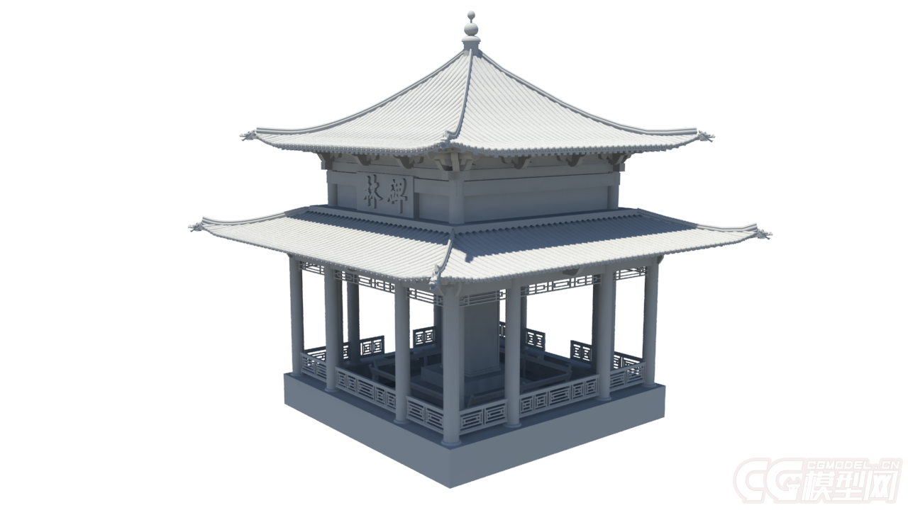 西安碑林,东方古建筑,写实场景_傲云痕作品_场景自然场景_cg模型网