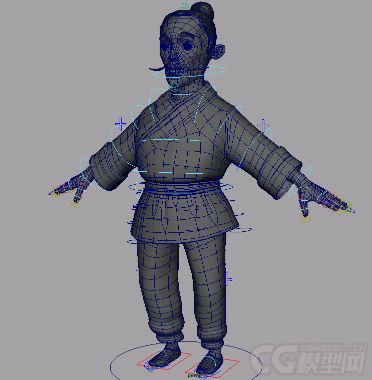 小偷 强盗 坏蛋 古代卡通中年男子 带绑定 uv已展