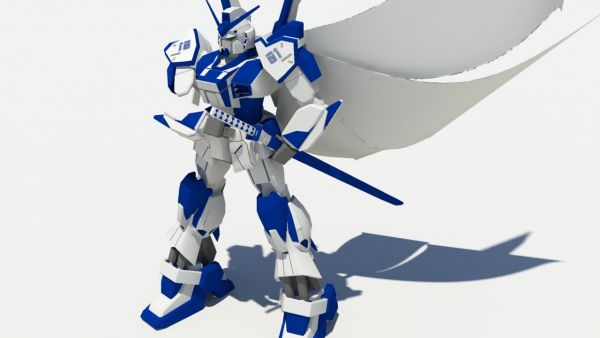 高达 机器人 蓝色 炫酷披风