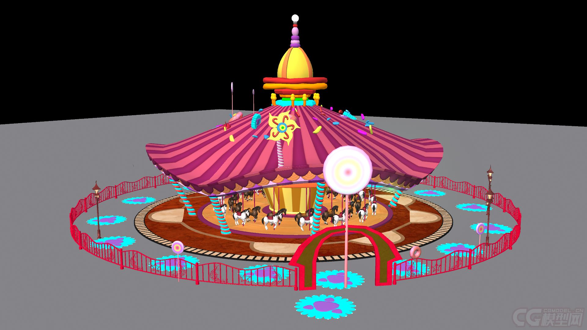旋转木马 糖果屋 游乐场,儿童游乐场,儿童乐园,游乐设施模型 材质精细