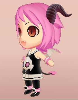 女孩 恶魔 可爱 卡哇伊 翅膀 现代卡通_dx15作品_人物孩子-女_cg模型