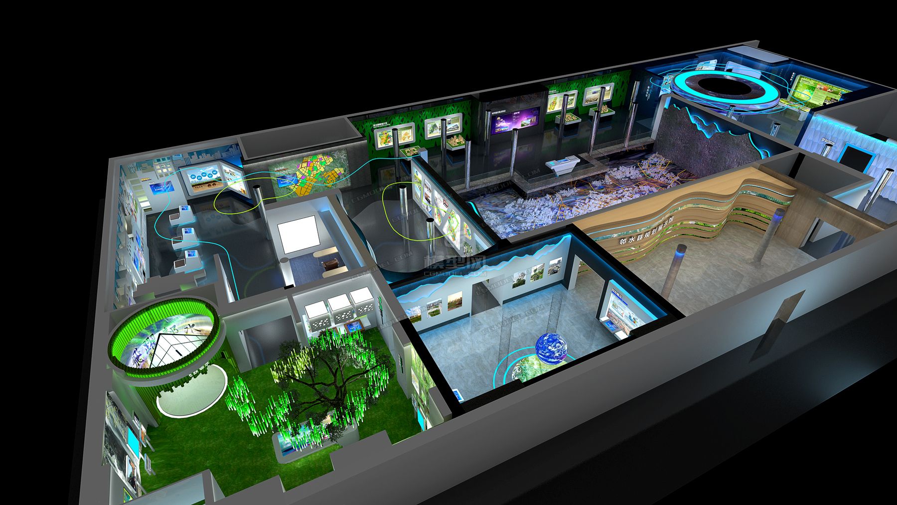 规划展示馆设计_葛威作品_展厅工业机械_cg模型网