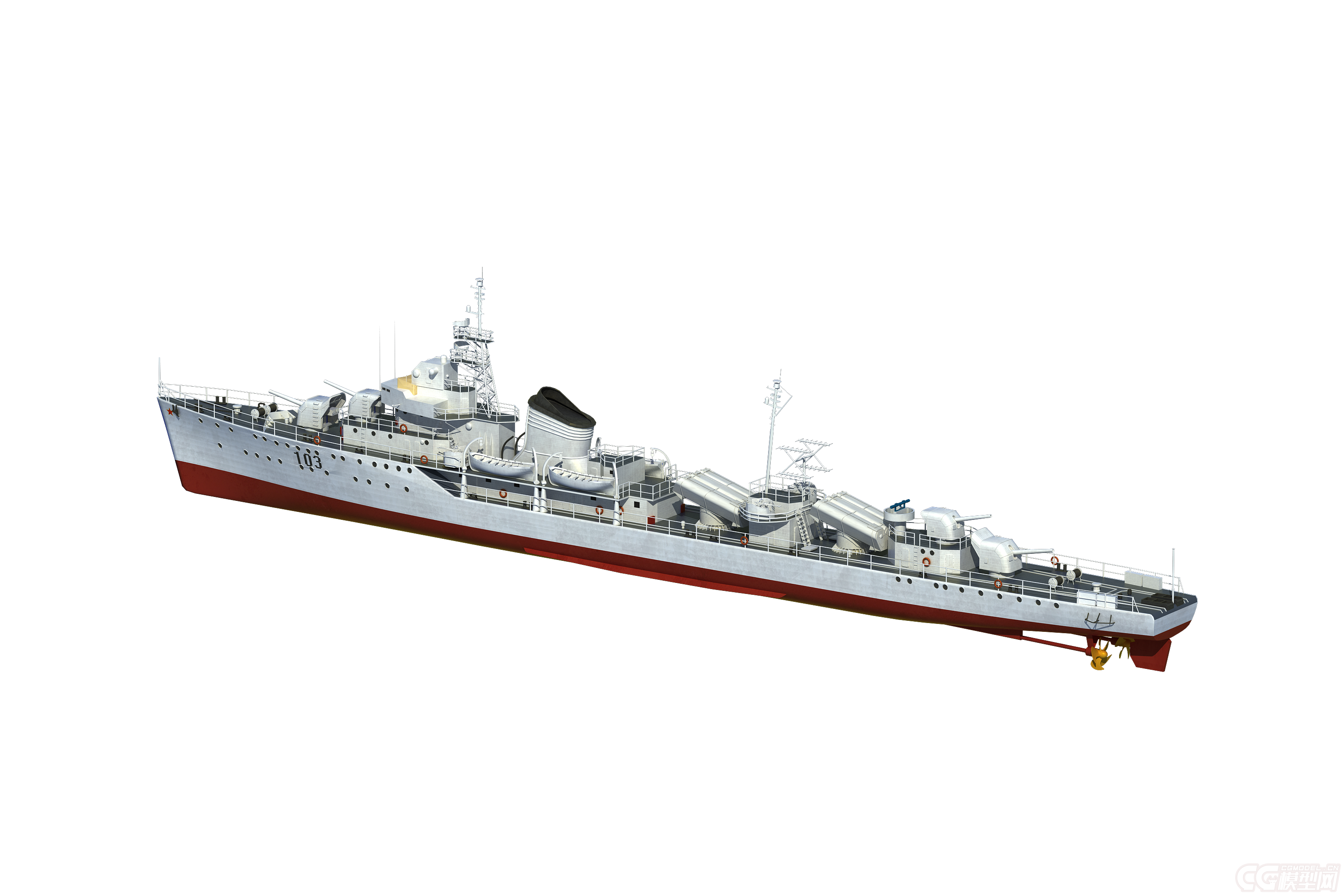 鞍山级驱逐舰模型-军舰模型库-3ds max(.max)模型下载-cg模型网