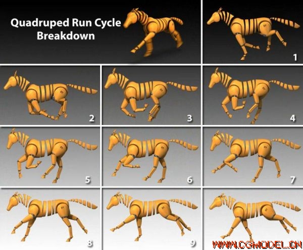 马奔跑分解图图片
