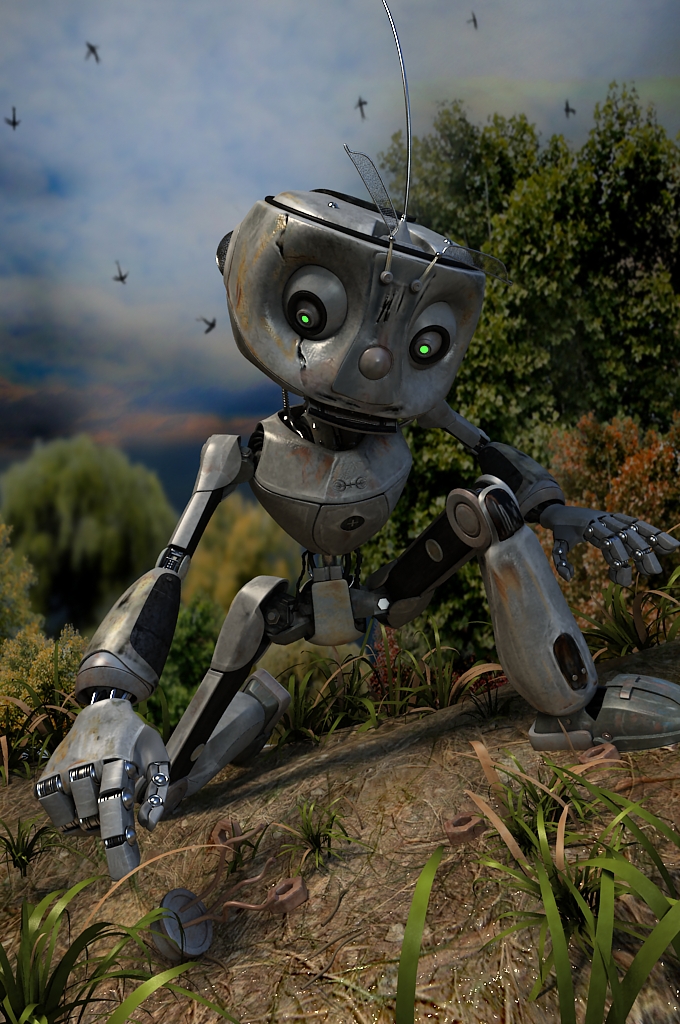 小机器人机械场景完整背景