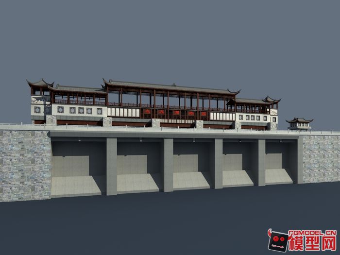 模型下载 中式水坝------max2011制作带贴图-古代场景-场景-易燃-cg