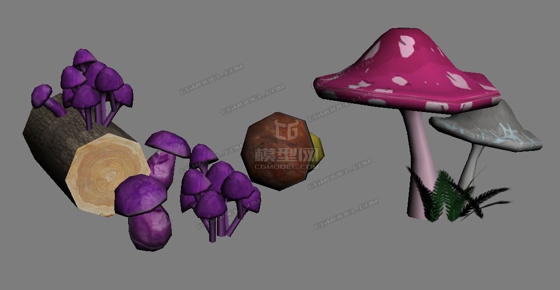 蘑菇 写实模型-水果蔬菜模型库-3ds Max(.max)模型下载-cg模型网
