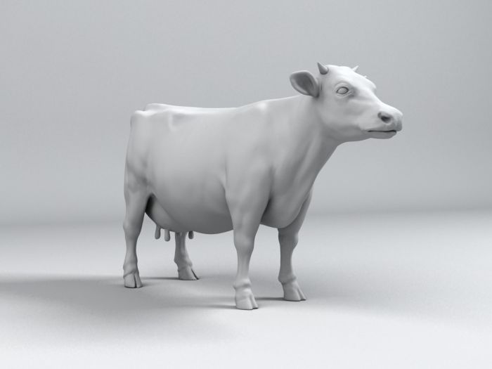 自己做的写实牛模型,包括zbrush高模和max低模加法线贴图