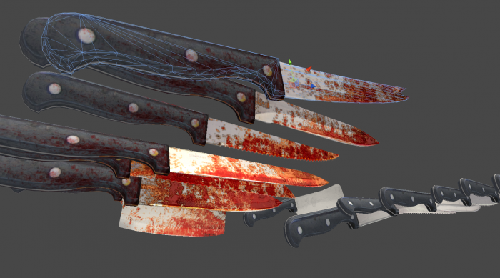 血迹厨刀武器模型 西瓜刀 短刀 长刀 镰刀