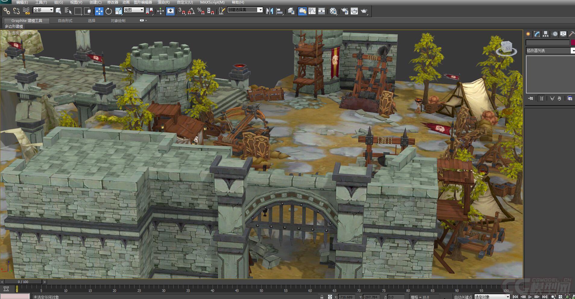 游戏场景系列12古代战争营地军事木头军用品堡垒士兵帐篷桥梁