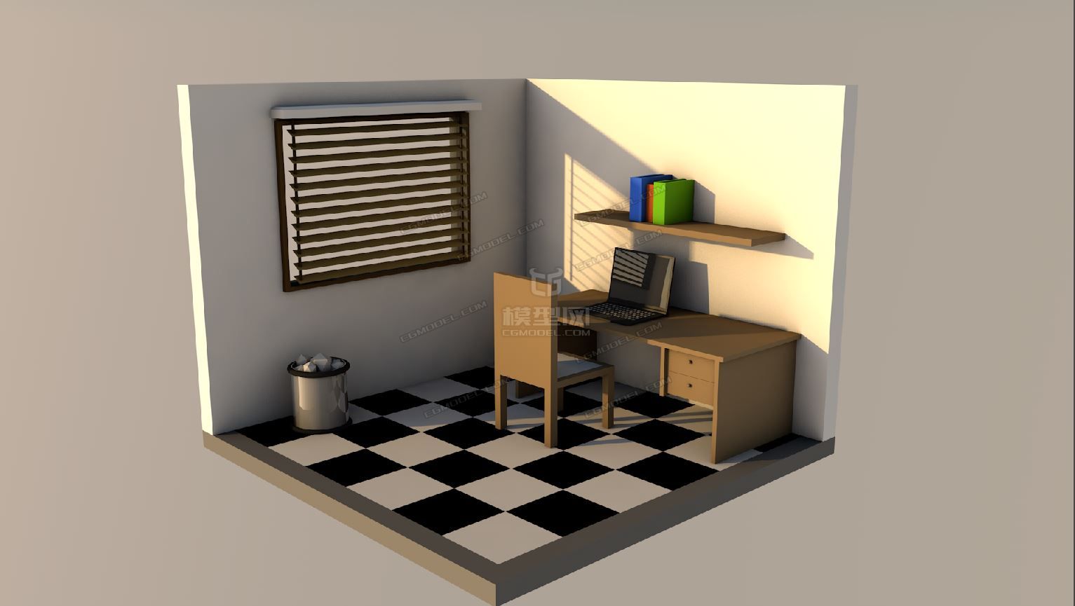 lowpoly 房间 卡通房间_2236852873作品_场景自然场景_cg模型网