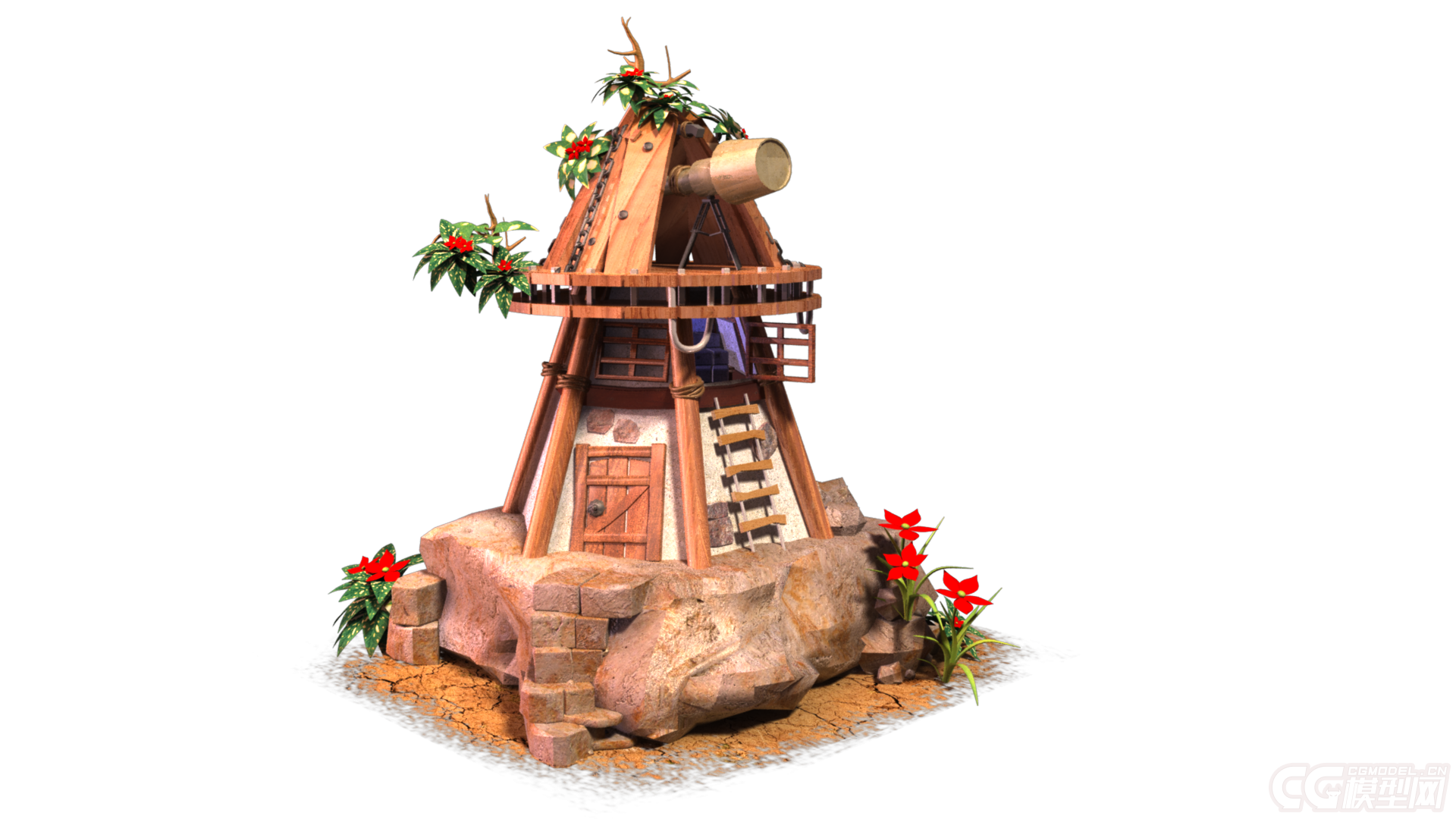 木屋子模型源文件屋子q版屋