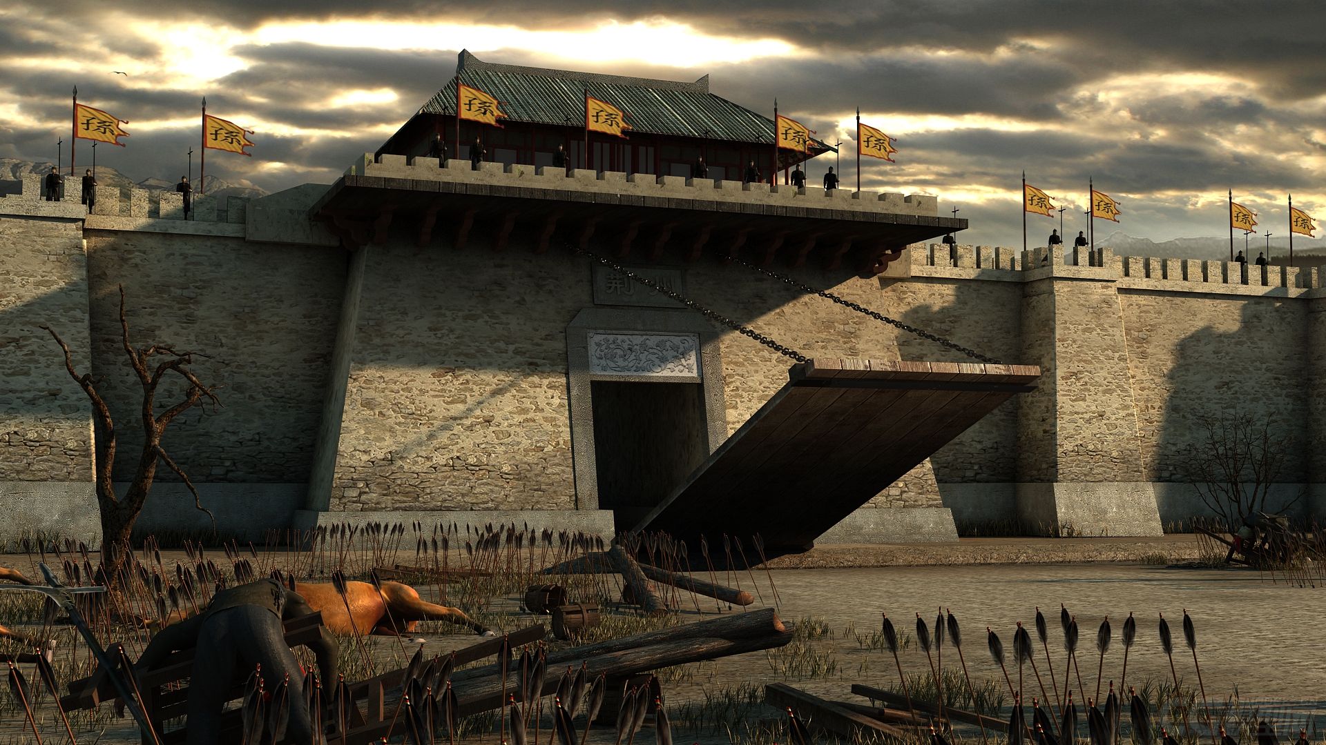 【精品场景】极品古代城门 带守卫士兵