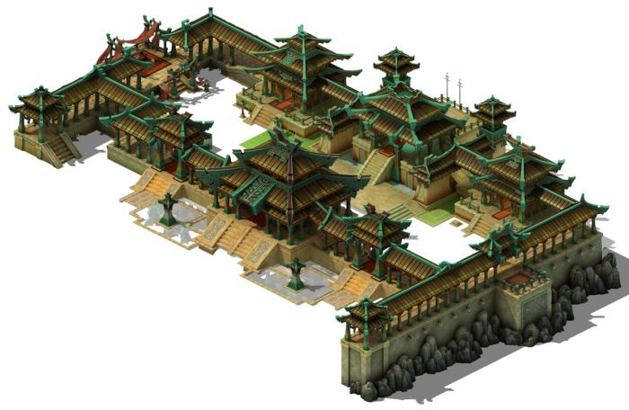 西岐城王宫,皇宫,宫殿,城墙,木质屋顶房,古式房屋 建筑 写实场景 游戏