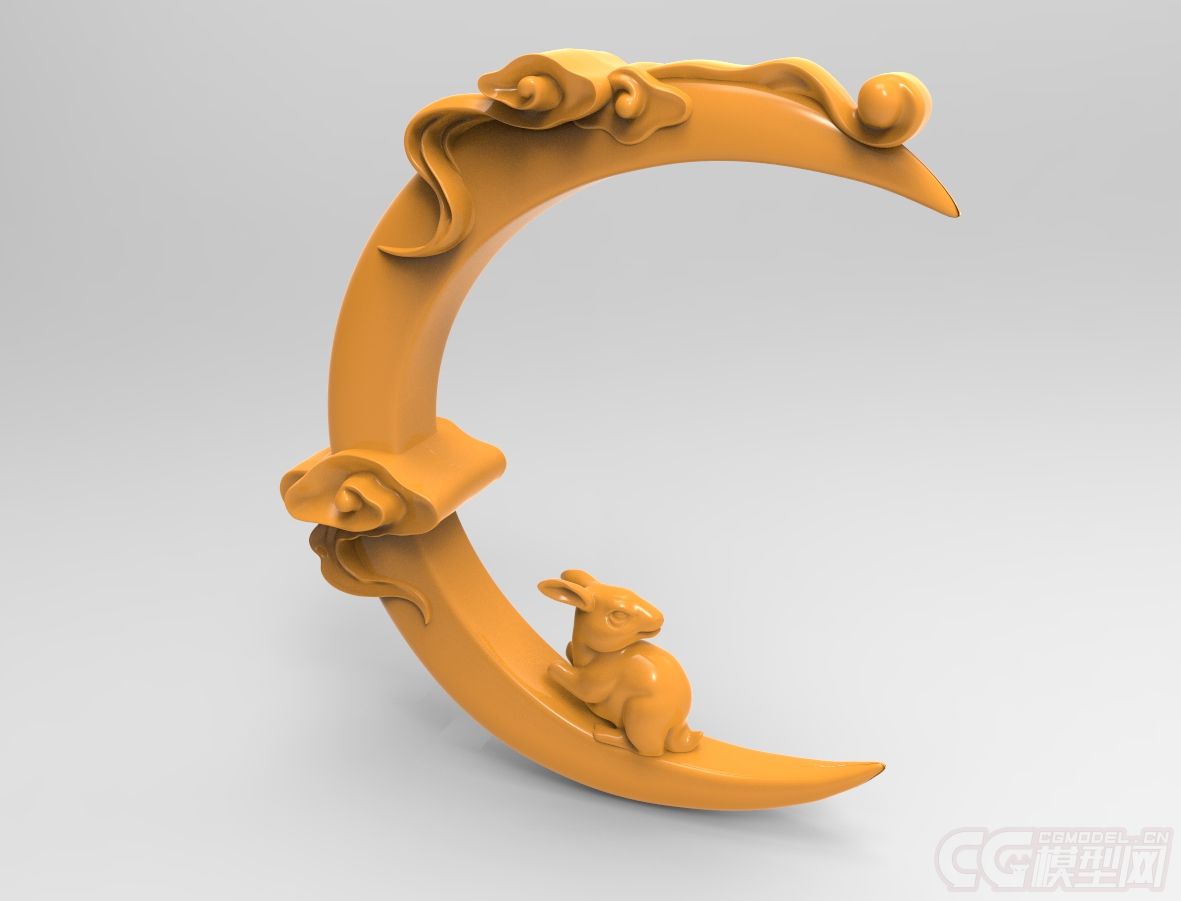 嫦娥 月兔 兔子 3d打印 艺术品_聋五作品_雕塑/文物神话雕塑_cg模型网
