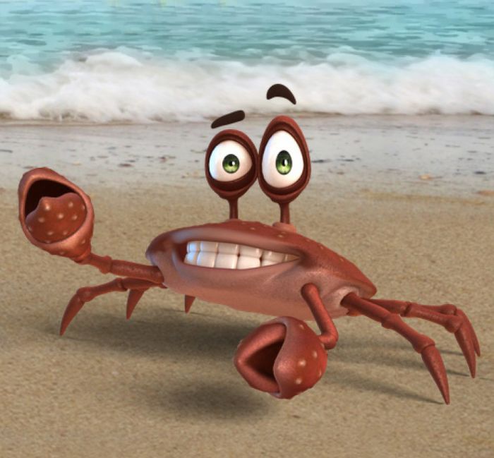 卡通角色2——可爱小螃蟹模型1,q版超萌海蟹河蟹,带绑定和测试动作