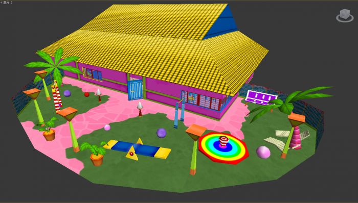 3个卡通场景 带室内 幼儿园 亲子园